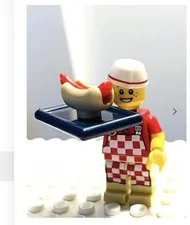 Lego Hot Dog Vendor Collectible Minifigure With Hot Dog & Bun Apron Pattern