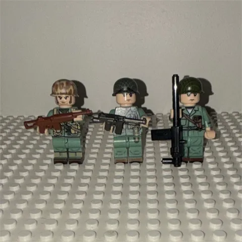 LEGO Minifigure Lot x3 Marines WW2 Military Outfits w/ Weapons & Helmets