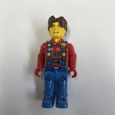 Vintage LEGO Minifigure Jack Stone Red Shirt w/ Blue Overalls - JS 015