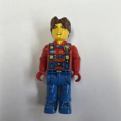 Vintage LEGO Minifigure Jack Stone Red Shirt w/ Blue Overalls - JS 015
