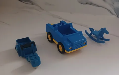 Vintage LEGO DUPLO Blue Car Vehicle  Trailer Rocking Horse  Replacement