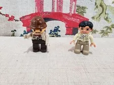 2 Male Lego Duplo Figures Safari w/ mustache Zoo Keeper