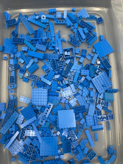 1 lb. Bulk Mixed Blue Legos - standard blocks and unique pieces (Lot C)