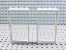 LEGO Lot of 2 White 1x4x6 Window Frame w/ Trans Clear Insert BG