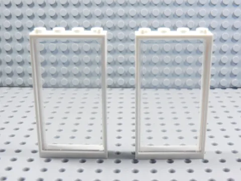 LEGO Lot of 2 White 1x4x6 Window Frame w/ Trans Clear Insert BG