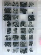 LEGO LOT  1+ lb small & TECHNIC pieces - all GRAYs - IN STORAGE CASE