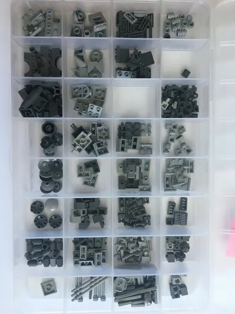 LEGO LOT  1+ lb small & TECHNIC pieces - all GRAYs - IN STORAGE CASE