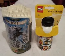 LEGO BIONICLE NUJU (8606) Built & Lego Water Bottle NEW