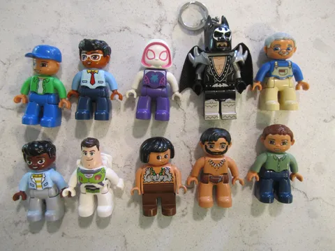 Lot 10 LEGO Duplo Figures Batman Key cave man and women Spider Woman Ghost