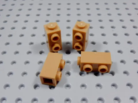 LEGO Lot of 4 Medium Nougat 1x1x2/3 Bricks w/ Side Studs BO
