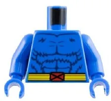 Lego NEW Marvel BEAST Minifig TORSO Blue Fur Muscle Yellow Belt Red X-Men D369