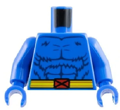 Lego NEW Marvel BEAST Minifig TORSO Blue Fur Muscle Yellow Belt Red X-Men D369