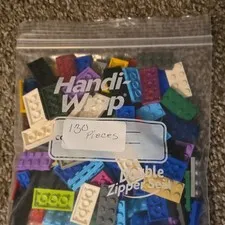 LEGO Bulk Lot Mixed Multicolor Plastic Bricks & Pieces in Polybag, 130 pcs