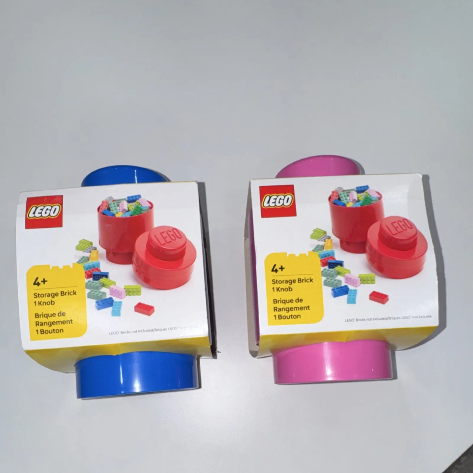 LEGO Storage Brick Stackable Blue & Pink Plastic 1 Compartment