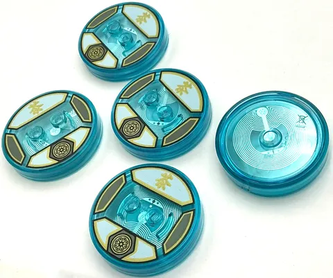 Lego 5 New Trans-Light Blue Dimensions Toy Tag 4 x 4 x 2/3 with 2 Studs Parts
