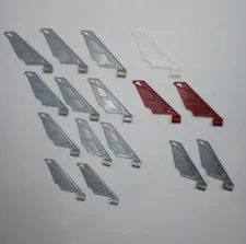 16 Bionicle Wing Tail Small Lt and Dk Grays, Dark Red, White Lego 61800  WYSIWG