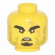 LEGO Minifigure, Head Black Eyebrows, Goatee, Stubble