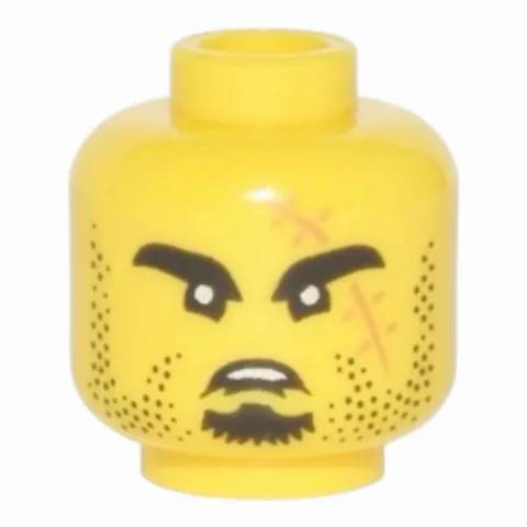 LEGO Minifigure, Head Black Eyebrows, Goatee, Stubble