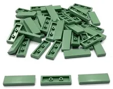 Lego 50 New Sand Green Tiles Flat Smooth 1 x 3 Parts