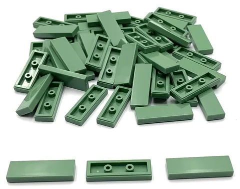 Lego 50 New Sand Green Tiles Flat Smooth 1 x 3 Parts