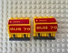 LEGO Panel 2x4x3 1/3 w Hinge with 'SUB 76' and 'OPEN' 44572pb001 Qty 2