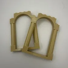 Lego 40066 Tan (Lot of 2) Door Frame 1x6x7 Arched with Notches Rounded Pillars