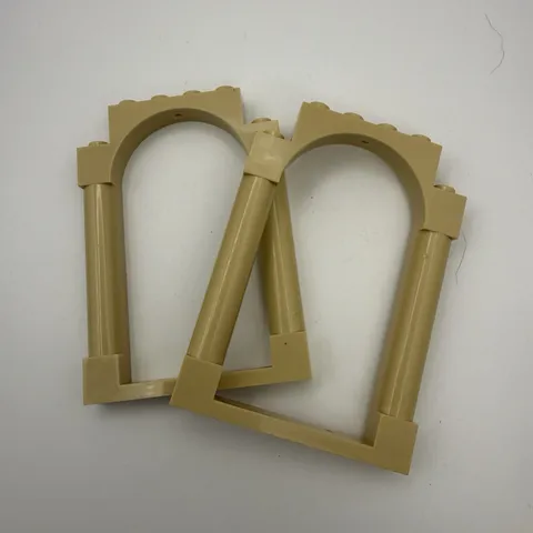 Lego 40066 Tan (Lot of 2) Door Frame 1x6x7 Arched with Notches Rounded Pillars