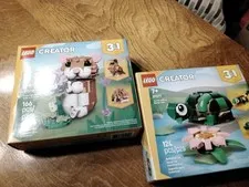 Lego Creator 3 In 1 Cute Hamster With A Flower 31376 & Turtle With Water Lily...