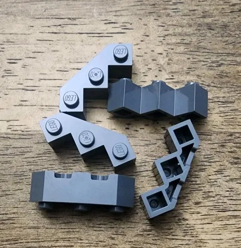 LEGO Dark Bluish Gray Brick, Modified Facet 3 x 3 QTY 5. Part No. 2462