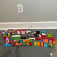 LEGO Duplo Misc Lot 75 Pieces Building Blocks Figures Animals Specialty Printed