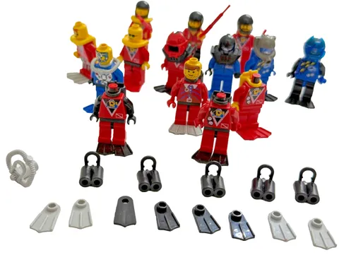 Vintage LEGO Divers Minifigure Lot Scuba Aquazone Hydronauts Flippers Tanks 1990