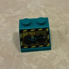 LEGO Dark Turquoise Slope 45 2 x 2 with Rock Raiders Pattern 3039px15