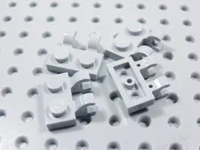 LEGO Lot of 4 Light Bluish Gray 1x2 Modified Plates w/ 2 Clips on Side BR