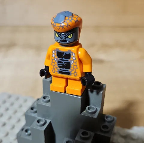 LEGO Plastic Orange Snake Minifigure Character w/ Hood & Printed Face