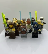 LEGO Star Wars Minifig Lot Luke Skywalker Qui-Gon Jinn Jar Jar Boolio