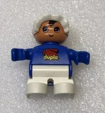 LEGO DUPLO BABY in BLUE with WHITE BONNET & BIB 2" Figure Infant for Family 