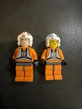 LEGO Star Wars Rebel Pilot Minifigure Lot of 2 1 Yellow Head 1 Beige
