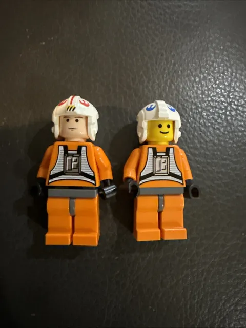 LEGO Star Wars Rebel Pilot Minifigure Lot of 2 1 Yellow Head 1 Beige