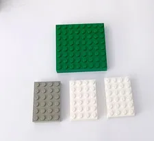 4x LEGO Green 8x8, White & Gray 4x6 Stud Building Brick Block Thick Baseplate