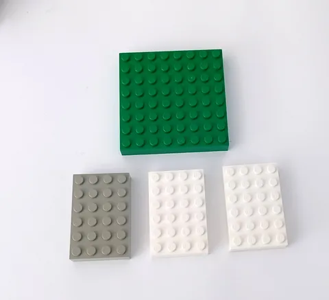 4x LEGO Green 8x8, White & Gray 4x6 Stud Building Brick Block Thick Baseplate