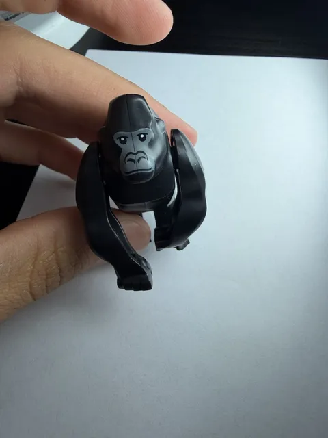 Lego New Black Gorilla 2 Studs on Back Dark Bluish Gray Face Part