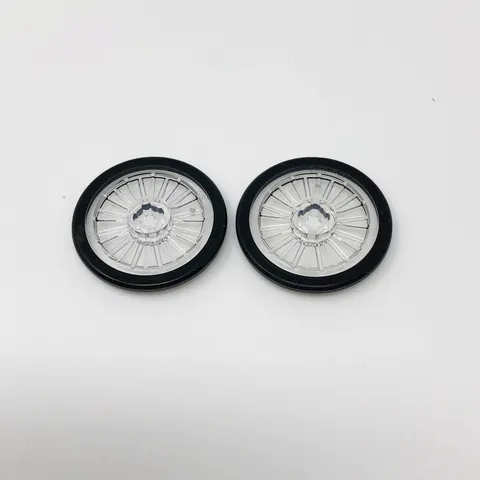 24314pb01 LEGO Wheelchair Transparent Wheel Fixed Black Hard Rubber Tire (2)