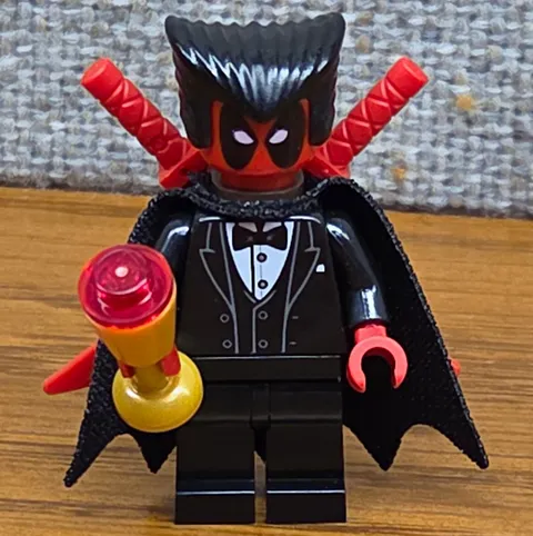 LEGO Custom Deadpool Dracula w/cape/goblet/swords. 100% LEGO Parts, Mint