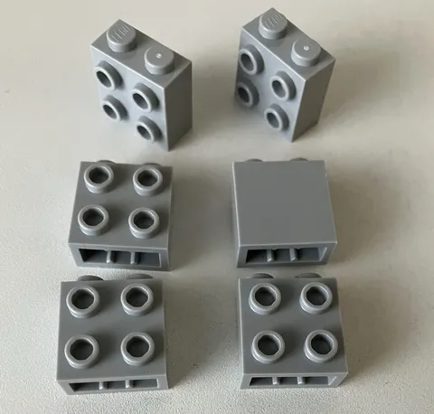 LEGO 6x NEW Pieces Brick 1x2x1 2/3 with Studs on Side LIGHT BLUISH GREY #22885