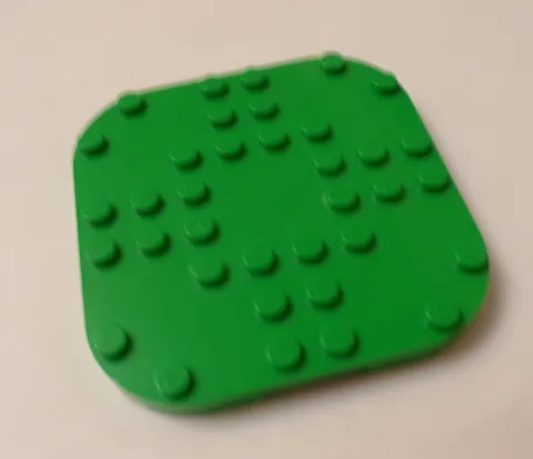Lego x1 Green 8x8 Modified Plate, Round Corners, 4 Feet, 66790 (028-132)