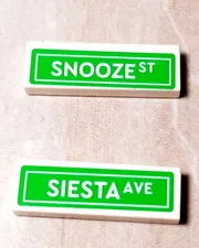 New LEGO Street Sign Lot of 2 Siesta Snooze Sleepy Land Sleep Time Drowsy City
