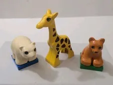 Vintage Lego Duplo Baby Zoo Animals Giraffe Polar Bear Lion Cub Set 2660