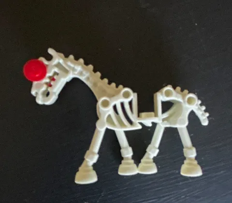 LEGO Poseable White Skeleton Horse Figure with Red Eyes - 1 Piece Animal