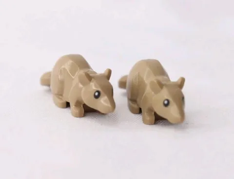 Lego 2 Dark Tan Land Rodent Rat / Mouse with Black Eyes and White Pupils 