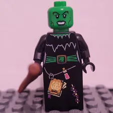 LEGO 2010 Witch Minifigure Green Head w/ Brown Broom Accessory Plastic